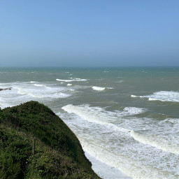 france waves cliff landscape horizon freetoedit