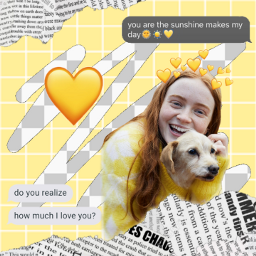 sadiesink strangerthings yellow aesthetic dog edit graphicedit