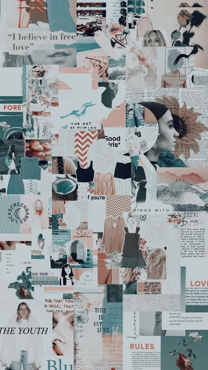 Teal Collage Aesthetic Image By I M A Mf Trainwreck @cholettechannel ♡ pink wallpaper iphone, aesthetic pastel wallpaper. teal collage aesthetic image by i m a