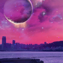 background wallpaper remixed landscape sea planet sky pink contrast picsarteffects beauty freetoedit