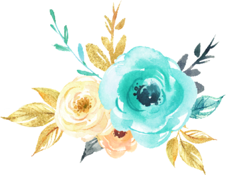 Download watercolor flowers mint gold silver grey teal turquoise...