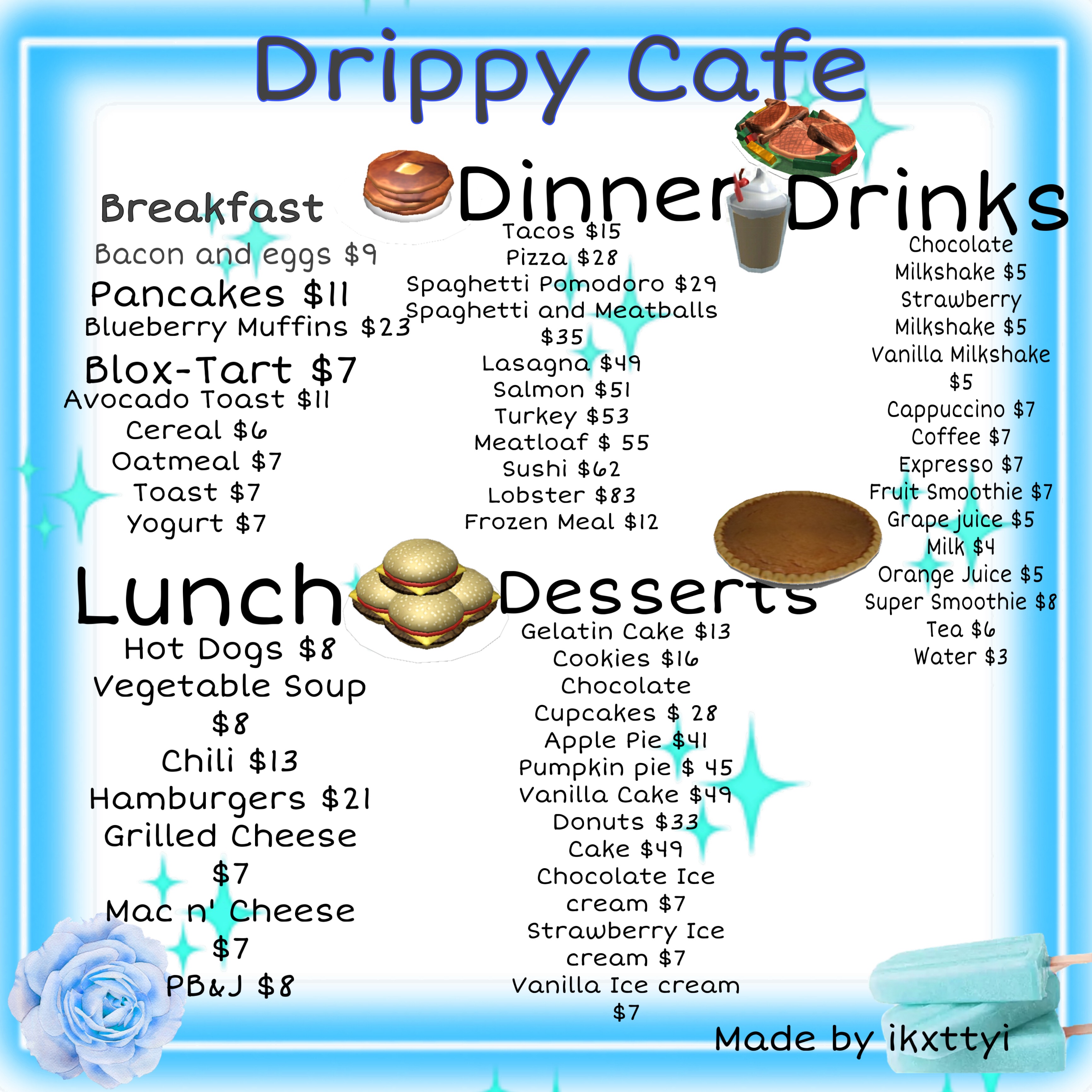 Roblox Bloxburg Menu Image By Alexis - ice cream smoothie and coffee menu for roblox roblox