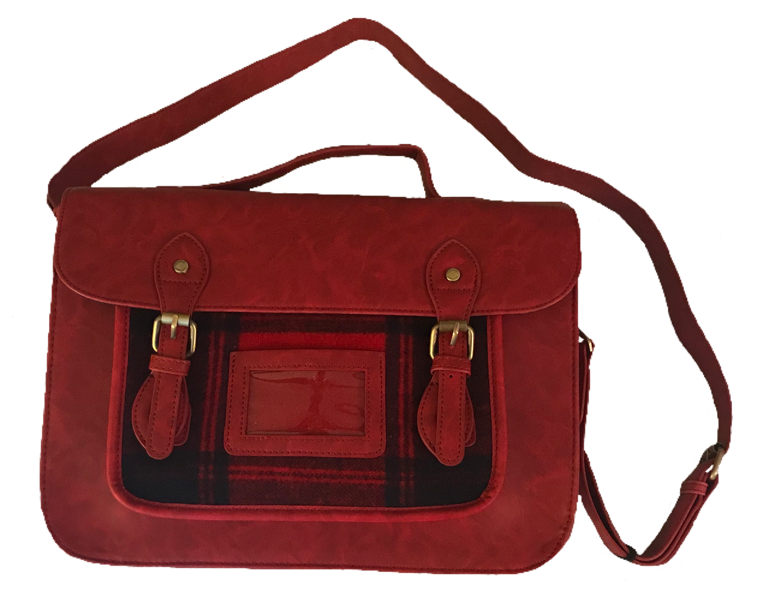 sabrina's red messenger bag