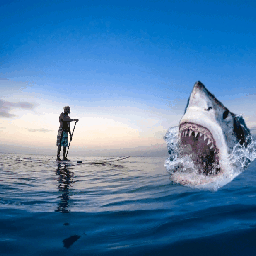 ircpaddleboard freetoedit shark bite man