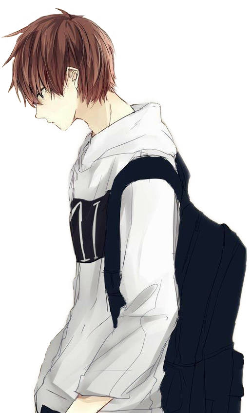 anime boy with backpack