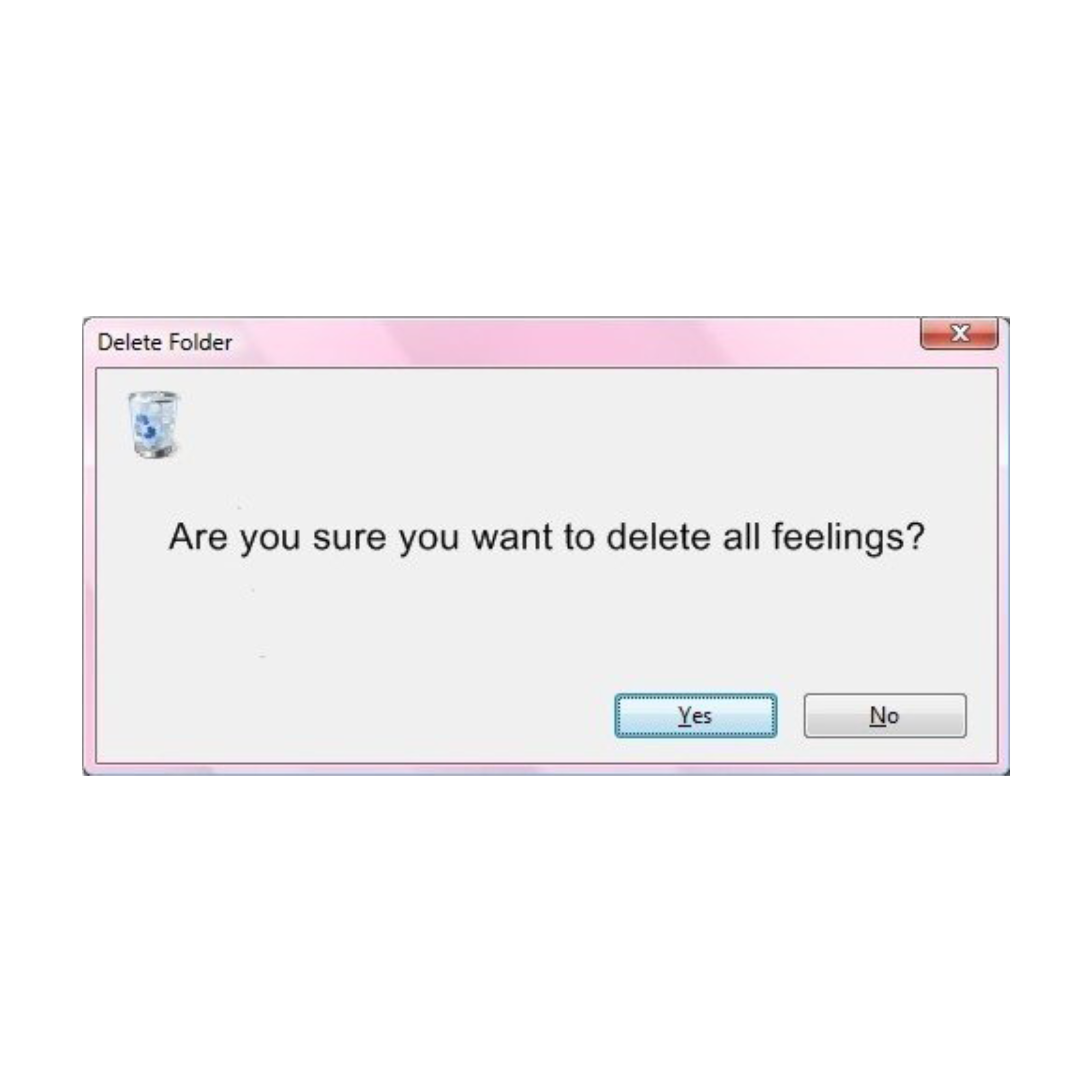 This allows to be sure. Are you sure you want to delete. Are you sure you want to delete all feelings. Are you sure. Do you want to delete your Life.