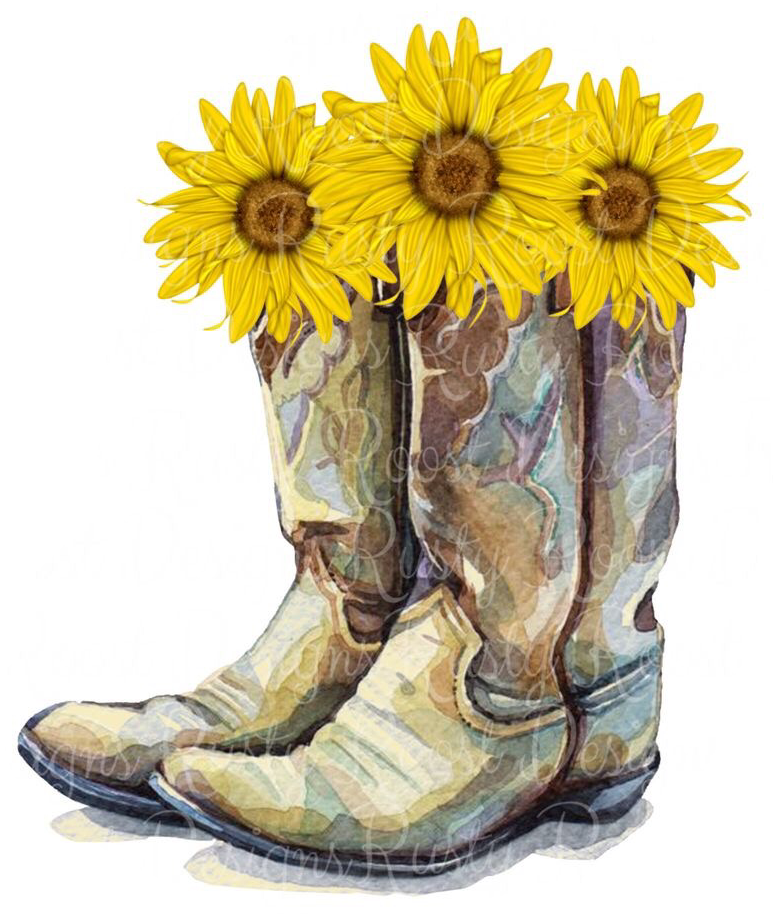 cowboy boots and sunflowers
