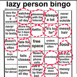 lazypersonbingo lazy freetoedit