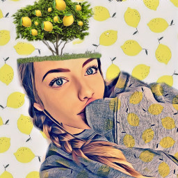 freetoedit irclemonbackground limoni giallo ragazza