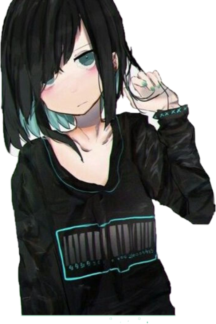 Emo anime girl with hoodie