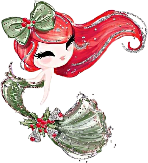 Watercolor Mermaid Christmas Sticker By Stephaniejordan53