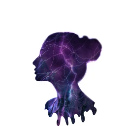 freetoedit purple girl lightning ocean ircelegantsilhouette elegantsilhouette