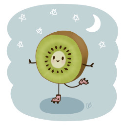 kiwi rollerskate skate fruit cute