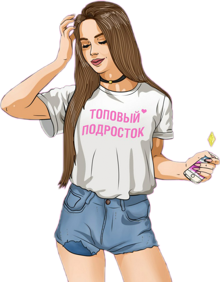 Девушка в футболке рисунок