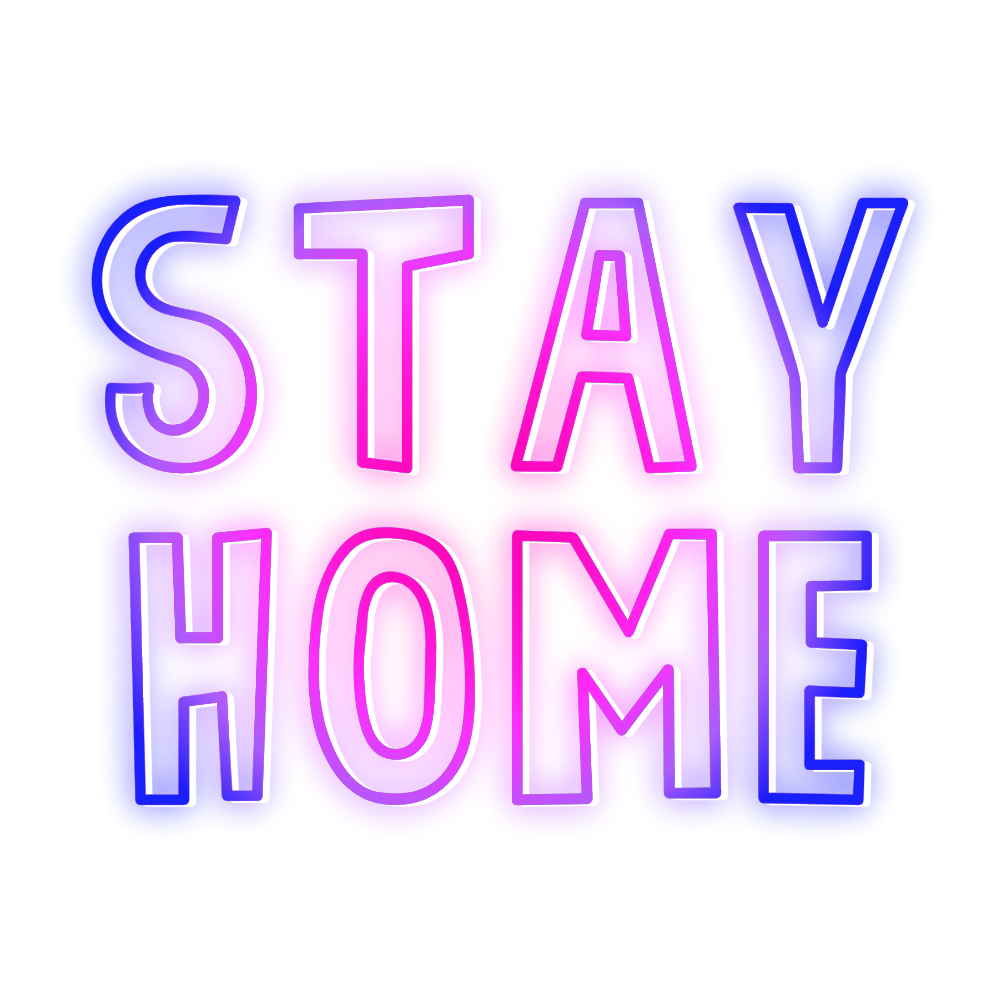 Neon Stayhome Staysafe Purple Sticker By Meeori