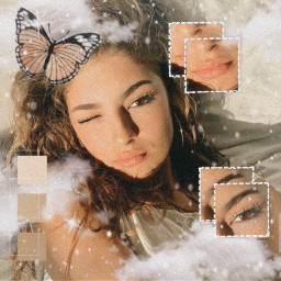freetoedit aesthetic girl beige butterfly