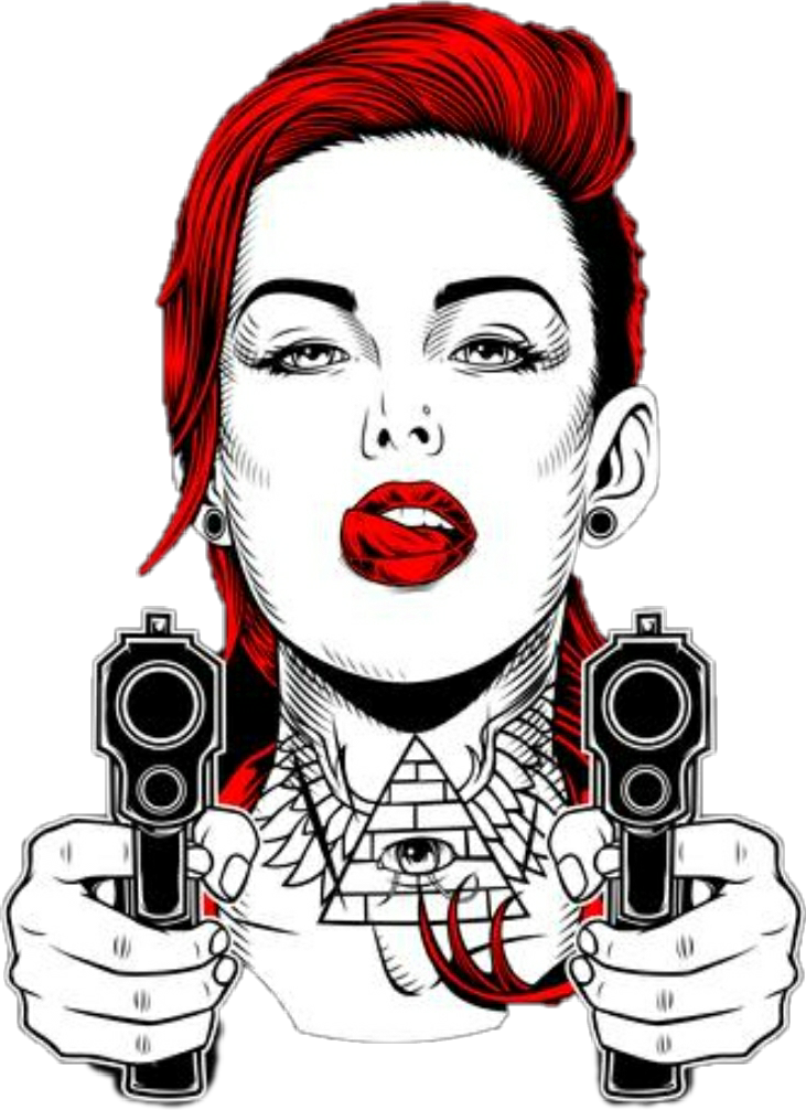 freetoedit armas pistola mujer sticker by @vikrauss