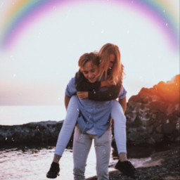 freetoedit rainbow aesthetic couple love