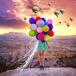 freetoedit aerostaticglobe sunset girl srchotairballoons hotairballoons