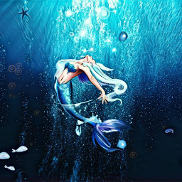 mermaid underwater blue fish freetoedit ecintothewater intothewater