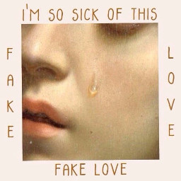 fakelove fake love sad pink tear sick face aesthetic cover