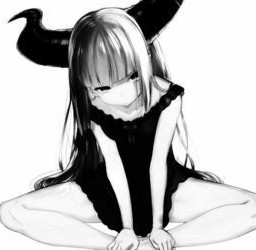 animegirl demon cutegirl creepycute blacknwhite