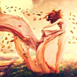 freetoedit autumn lady fantasy wind srcautumnleaves