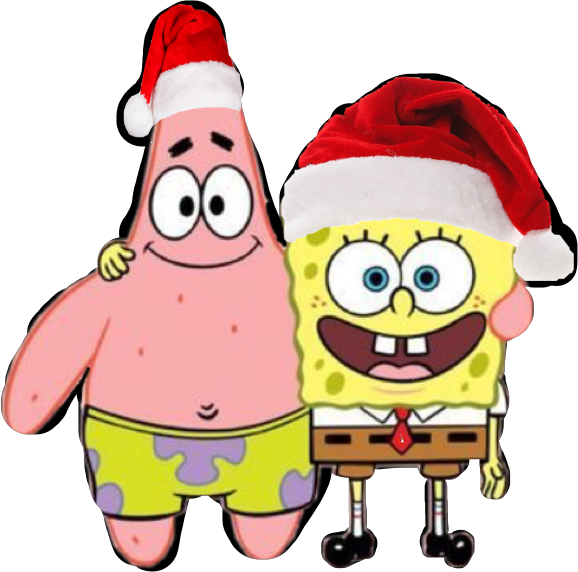 patrick spongebob hat christmas sticker by @thepurfectpic