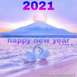 happynewyear happynewyear2021 2021 newyear new year msccreativeart mountain mountains mount beach twin swan moon freetoedit
