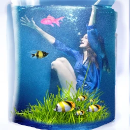 glass woman fishes water freetoedit ircglassofwater