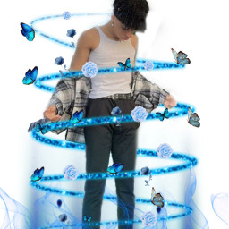 larry bubbles space blue butterfly rose freetoedit