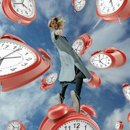 time clock num numbers hair girl floating sky clouds blue warp pink notime remix caricature fx fly myedit remixit art edit editor color weird idea