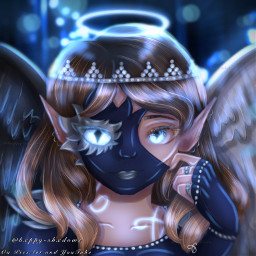 aesthetic edit edits cute pretty s blue glow rune halo mask wings gems diamond crown elf faye