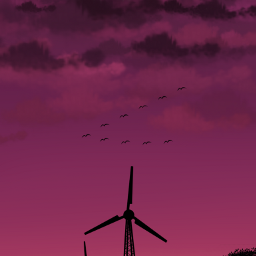 nature naturebeauty naturelove digitalpainting digitalillustration windmillsunset treesandsky sunsetsilhouette sunsetsky