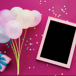 freetoedit frame template pink pinky ballon hbd happybirthday gift birthday