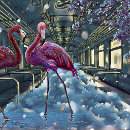 freetoedit flamingo train simple heypicsart editedwithpicsart rijushrestha68 art surreal magic flowers clouds dream ircemptytrain emptytrain