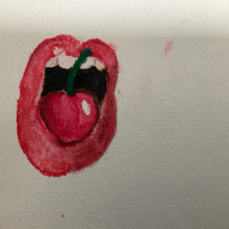 pencil watercolor watercolourpencils lips cherries cherry red