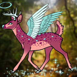 ota deer pink blue halo sparkles angel angelic