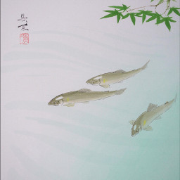 art drawing sweetfish ayu japan 鮎 楓 色紙 freetoedit