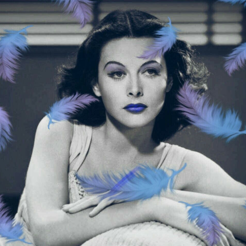 Hedy photo with feather stickers