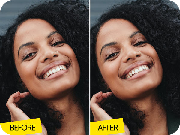happy black hair girl before after image