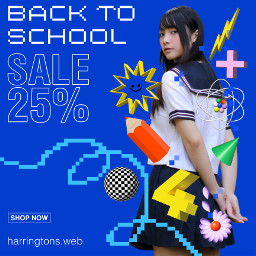 freetoedit igpost instagrampost squarepost backtoschool school sale offer blue stickers schoolgirl text marketing business premiumreplay