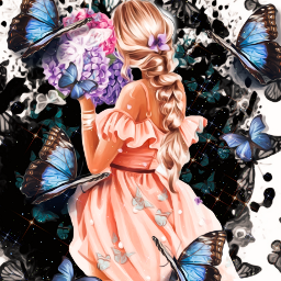 mujerdeespaldas flores mariposas by@chuxa_1664 freetoedit by