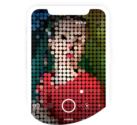pixelated effect on an image of a black hair girl in a red tshirt
