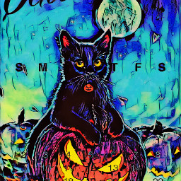 calendario octubre halloween colores filtros dibujo fondo gato calabaza luna murciélago texto freetoedit srcoctobercalendar2022 octobercalendar2022