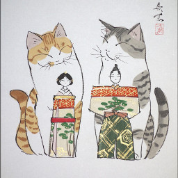 drawing art cat hina japan 雛 ひな祭り 猫 3月3日