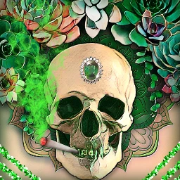 skull succulent smoke green creepy weird goth smoking eccolorgreen colorgreen freetoedit