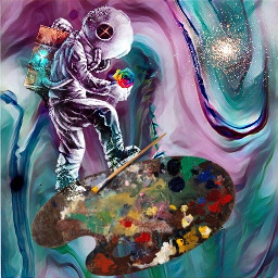 freetoedit astronaut art paint flower stars surreal planets