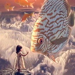 fish pescerosso pesce surrealistic surrealism imagination fantasy magical universe myart myedit digitalart manipulation editbyme picsartedit picsarteffects blustella freetoedit srcgoldenfish goldenfish